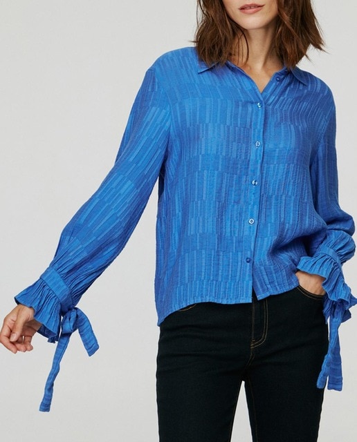 Imagen 0 de Camisa de mujer manga larga lazada