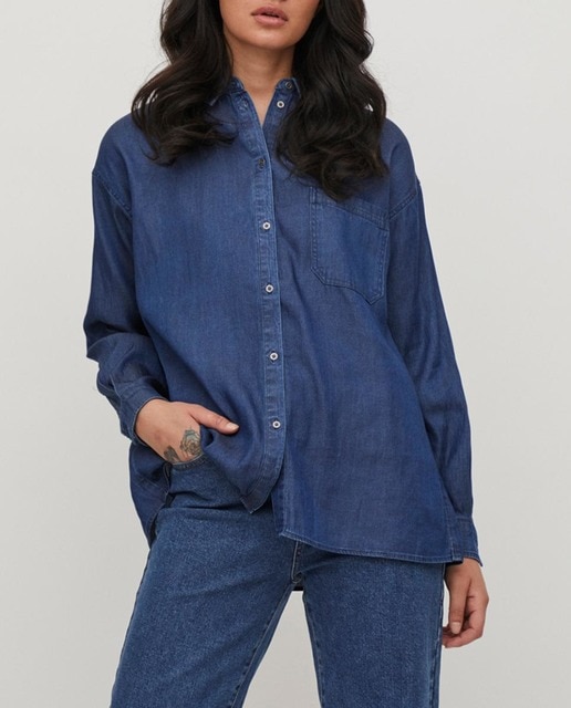 Imagen 0 de Camisa de mujer denim oversize manga larga