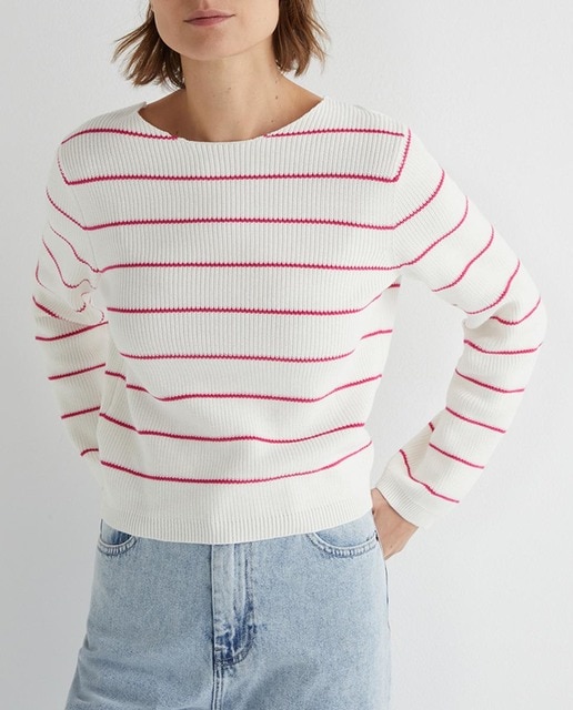 Imagen 0 de Jersey de mujer rayas cuello pico