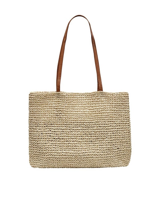 Imagen 0 de Bolso shopper de rafia con asa de hombro