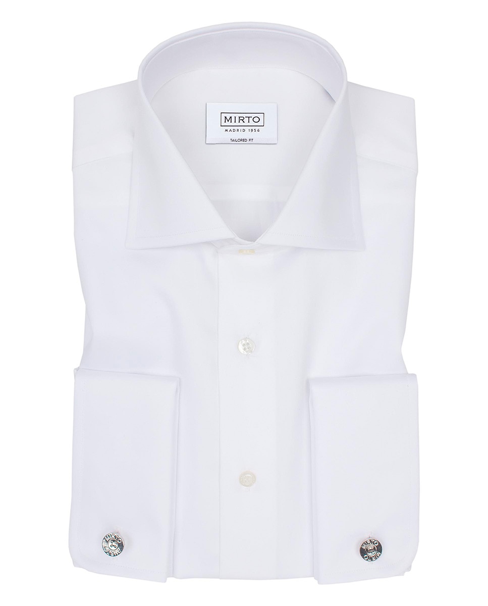 Camisa Semi-Cintada com Punho Duplo Branco-3