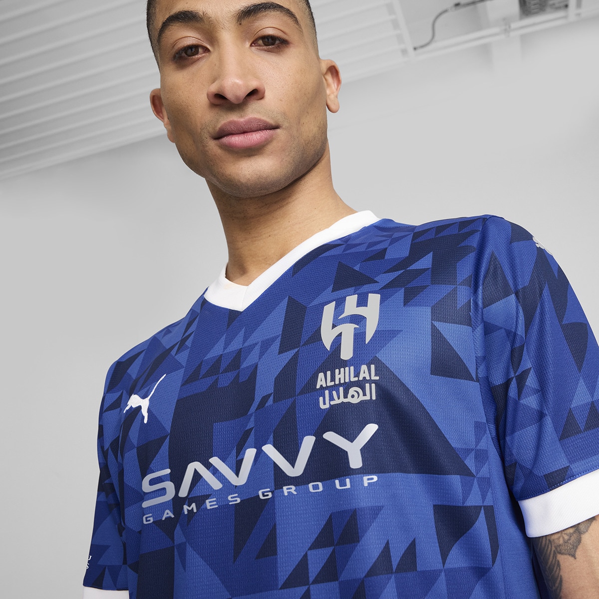 T-shirt de Homem 1.º Equipamento Al Hilal 2024-2025 Neymar Jr Réplica Azul-4