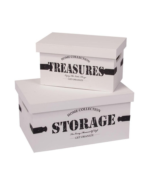 Imagen 0 de Cajas de madera lac blanco set 2 piezas