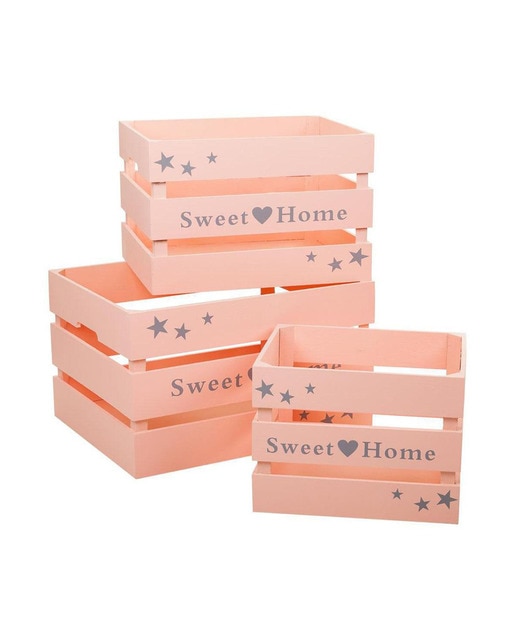 Imagen 0 de cajónes de madera lac rosa set 3 piezas