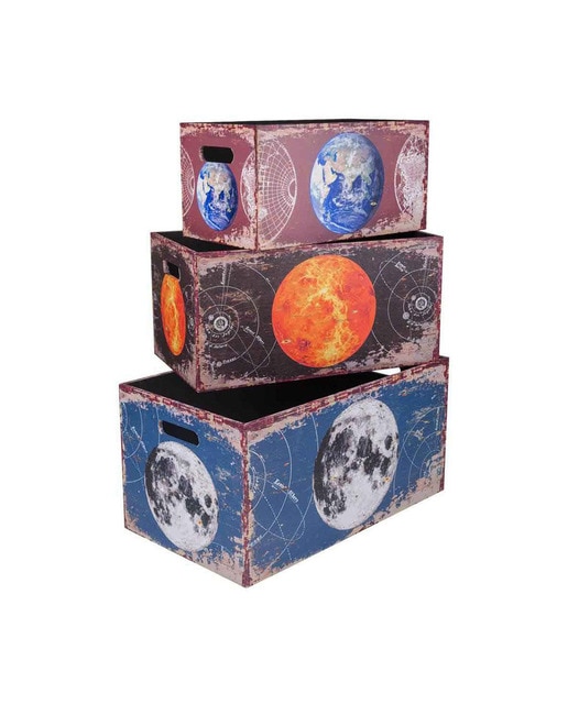 Imagen 0 de Cestos de madera y canvas set 3 piezas