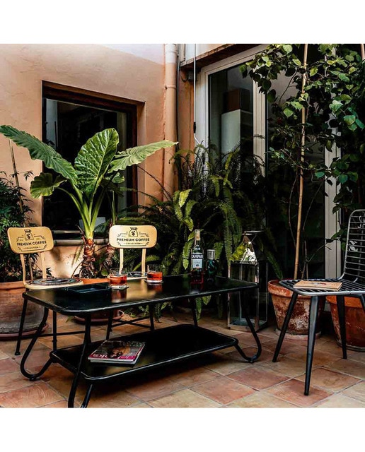 Imagen 0 de Kit mesa auxiliar de metal negro