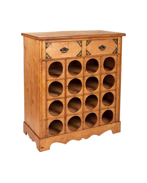 Imagen 0 de Mueble botellero de madera miel con 2 cajones