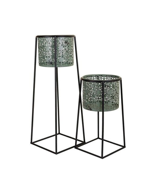 Imagen 0 de Set 2 maceteros con pie de metal