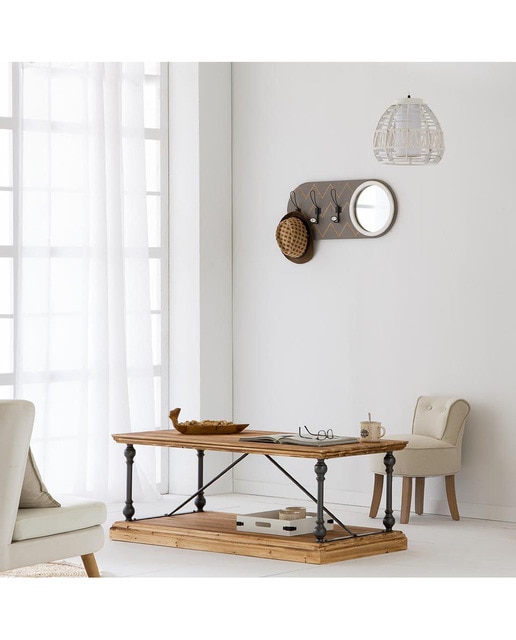 Imagen 0 de Percha con espejo de madera y metal