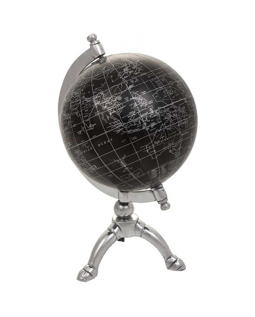 Imagen 0 de Globo terráqueo de plástico con arco de hierro sobre base de aluminio