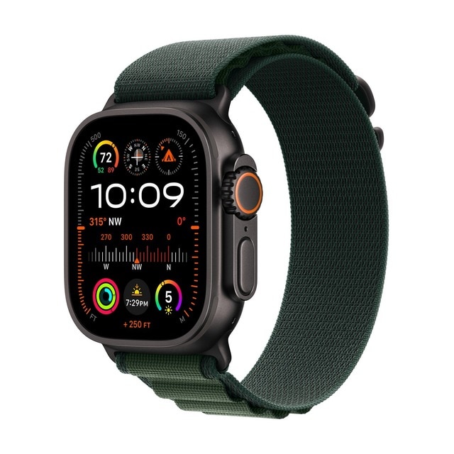 Imagem 0 de Apple Watch Ultra 2 - Titânio Black com Bracelete Dark Green Alpine Loop (Tam.S)