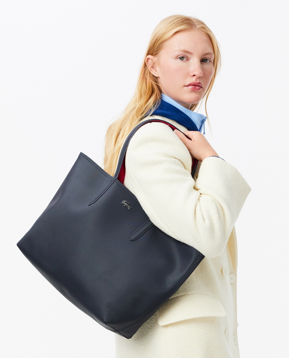 Mala Shopper Reversível com Logótipo Metálico - Castanho Azul-marinho-7