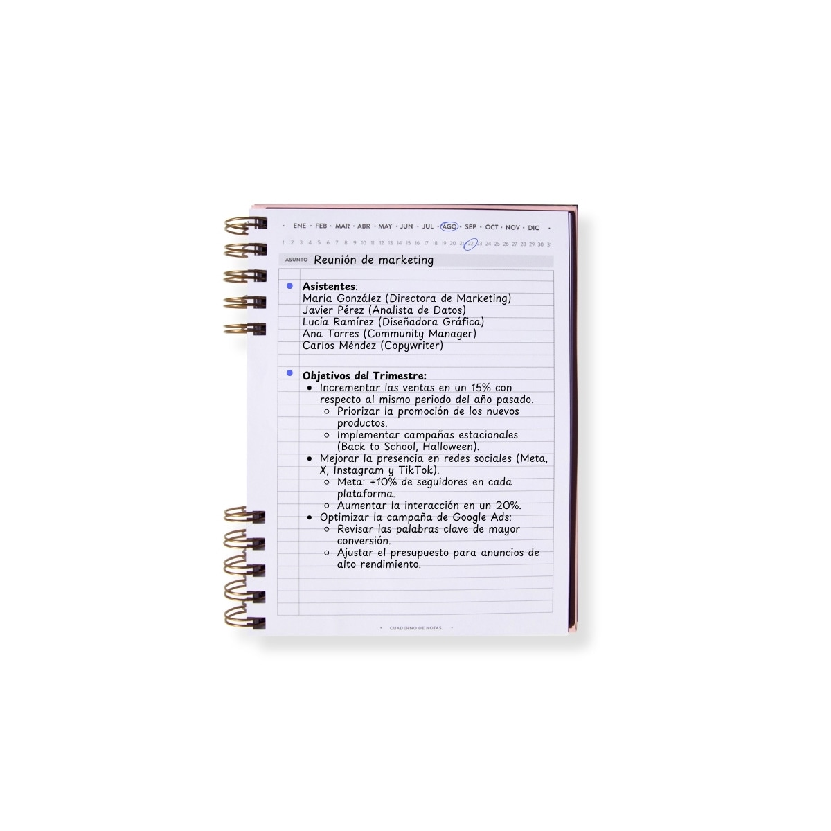 Cuaderno de notas rose Sky de Balamoda rosa y azul 2