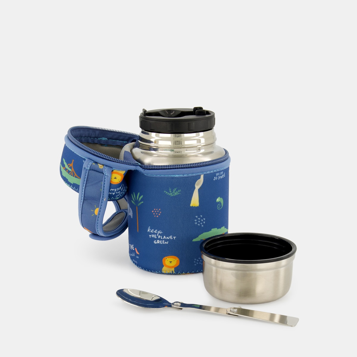 Termo para Sólidos de Aço Inoxidável com Capa - 500 ml Azul-2