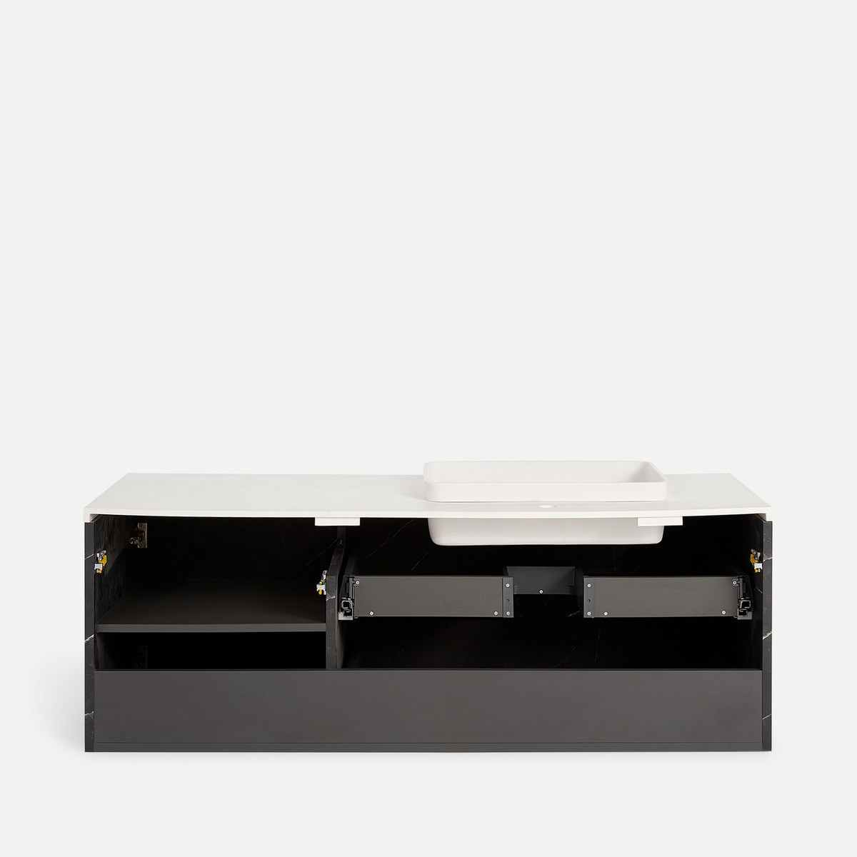 Móvel de Banho Suspenso com Bancada e Lavatório Karbon Preto-8