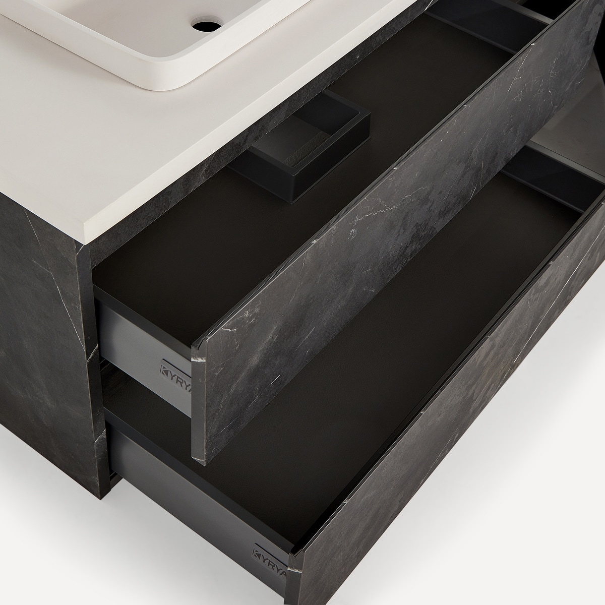 Móvel de Banho Suspenso com Bancada e Lavatório Karbon Preto-6