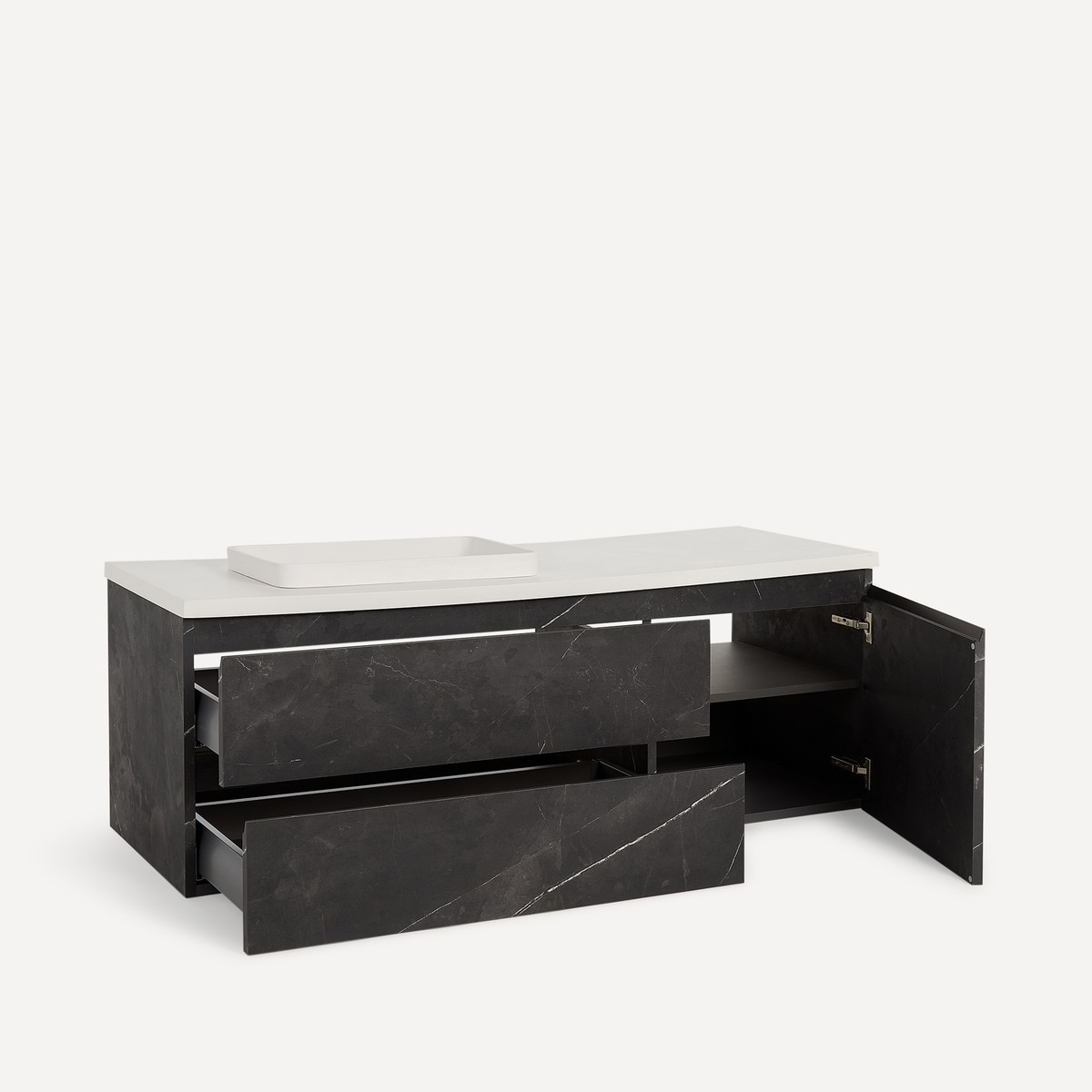 Móvel de Banho Suspenso com Bancada e Lavatório Karbon Preto-4