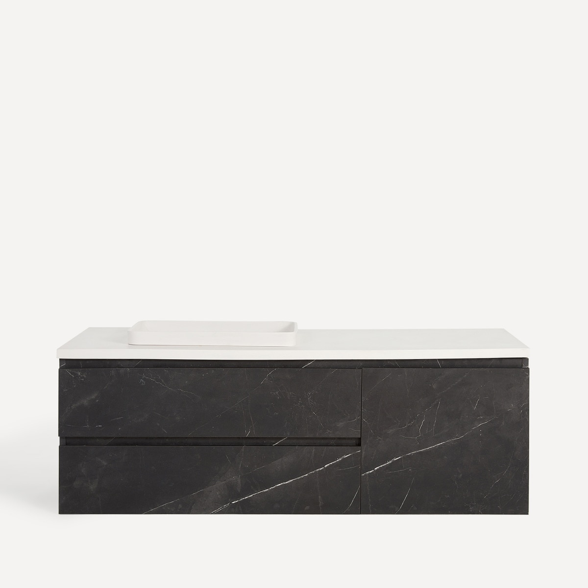 Móvel de Banho Suspenso com Bancada e Lavatório Karbon Preto-2