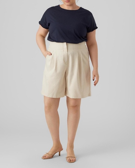 Imagen 0 de Short de mujer de corte recto con cintura alta de talla grande