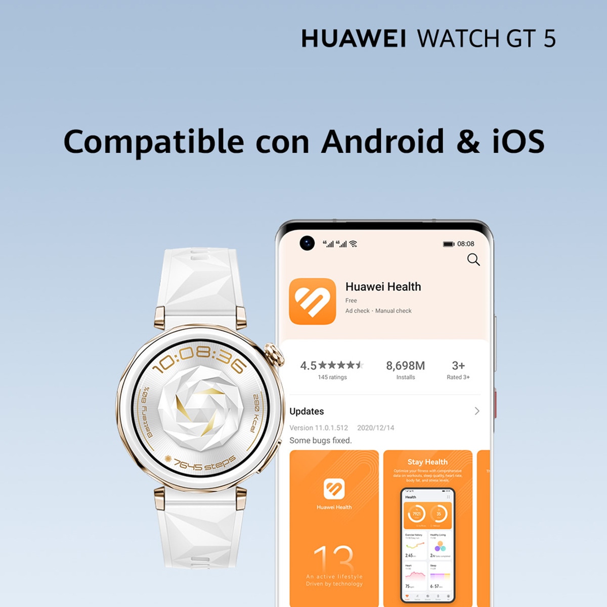 Huawei Watch GT 5 41mm Dorado / Blanco Smartwatch Dorado-13