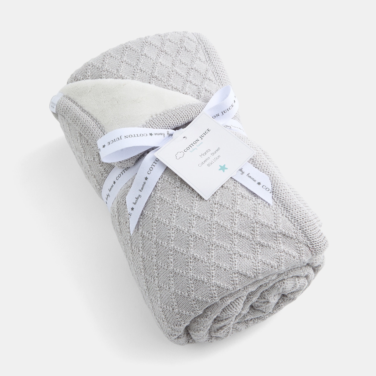 Manta de Camada Dupla 80*110 cm Malha + Microvelour Cinzento-3