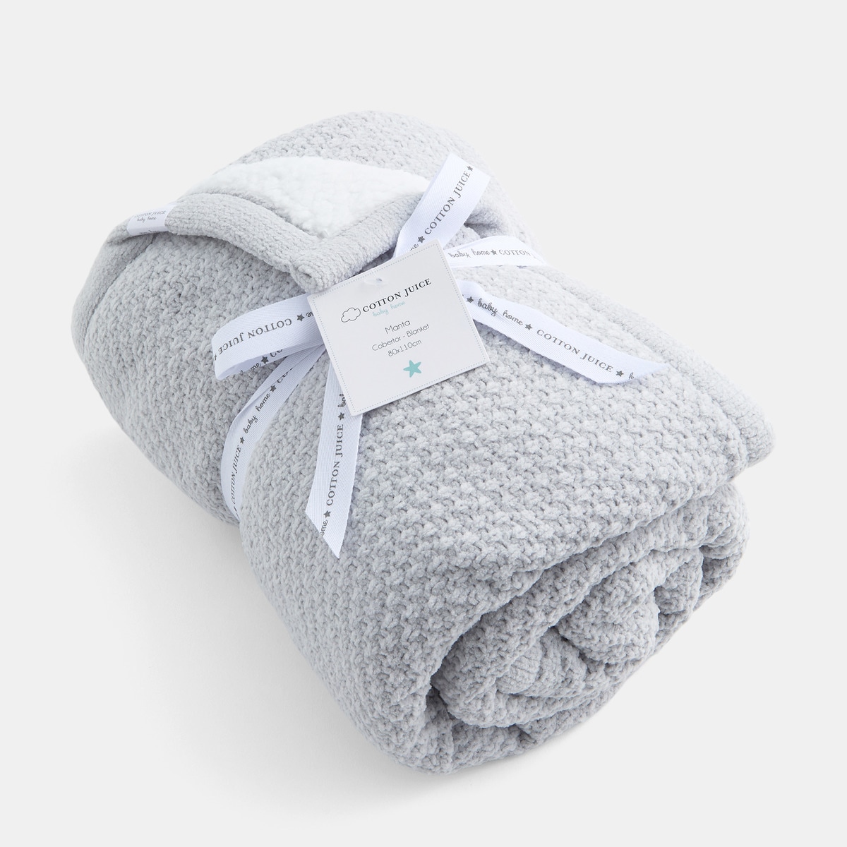 Manta de Dupla Camada 80*110 cm Chenille + Pelo de Borrego Cinzento-3