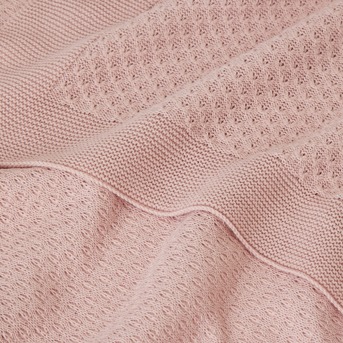Fralda Tricot de Lã Entrançada Rosa-2