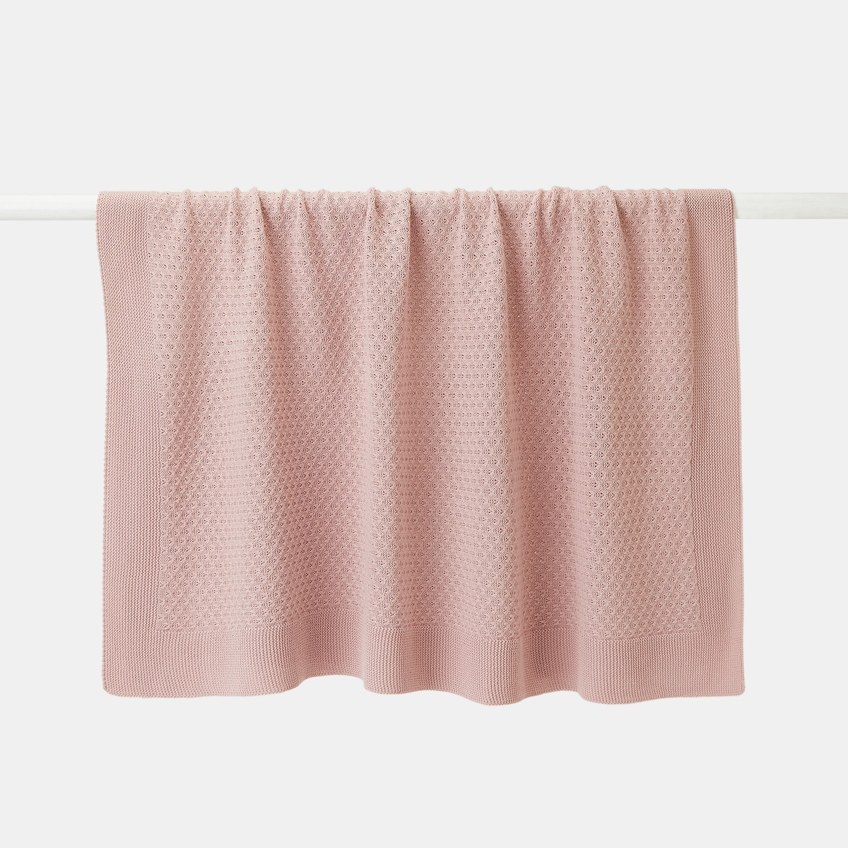 Fralda Tricot de Lã Entrançada Rosa-3