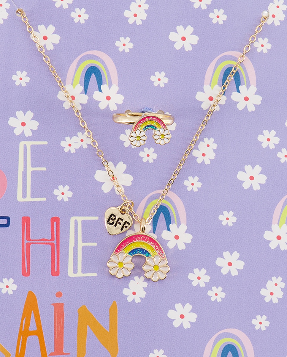 Pack de Colar com Anel de Arco-Íris Multicolor-2