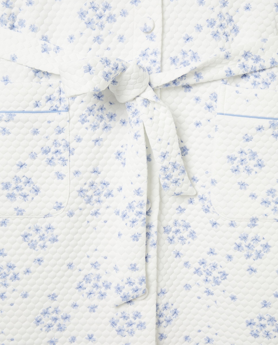 Robe com Botões e Estampado Azul-4