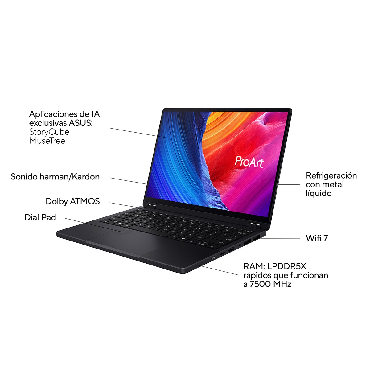 Portátil ASUS ProArt PX13 OLED HN7306WV-LX011W, Ryzen AI 9-HX 370, 32GB, 1TB SSD, Nvidia RTX 4060 8GB, 13,3", W11 Negro-9