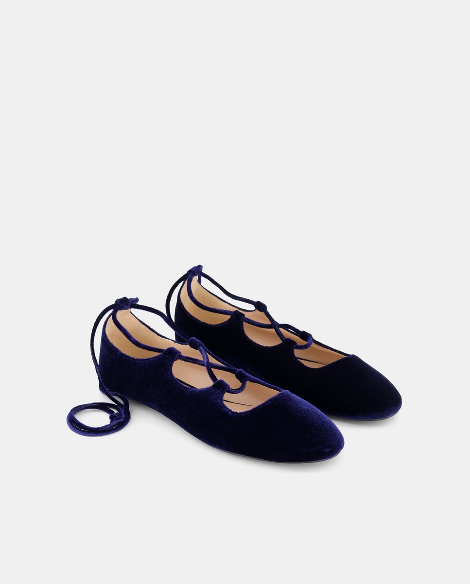 Sapatos de Presilho de Veludo com Tiras Azul-marinho-2