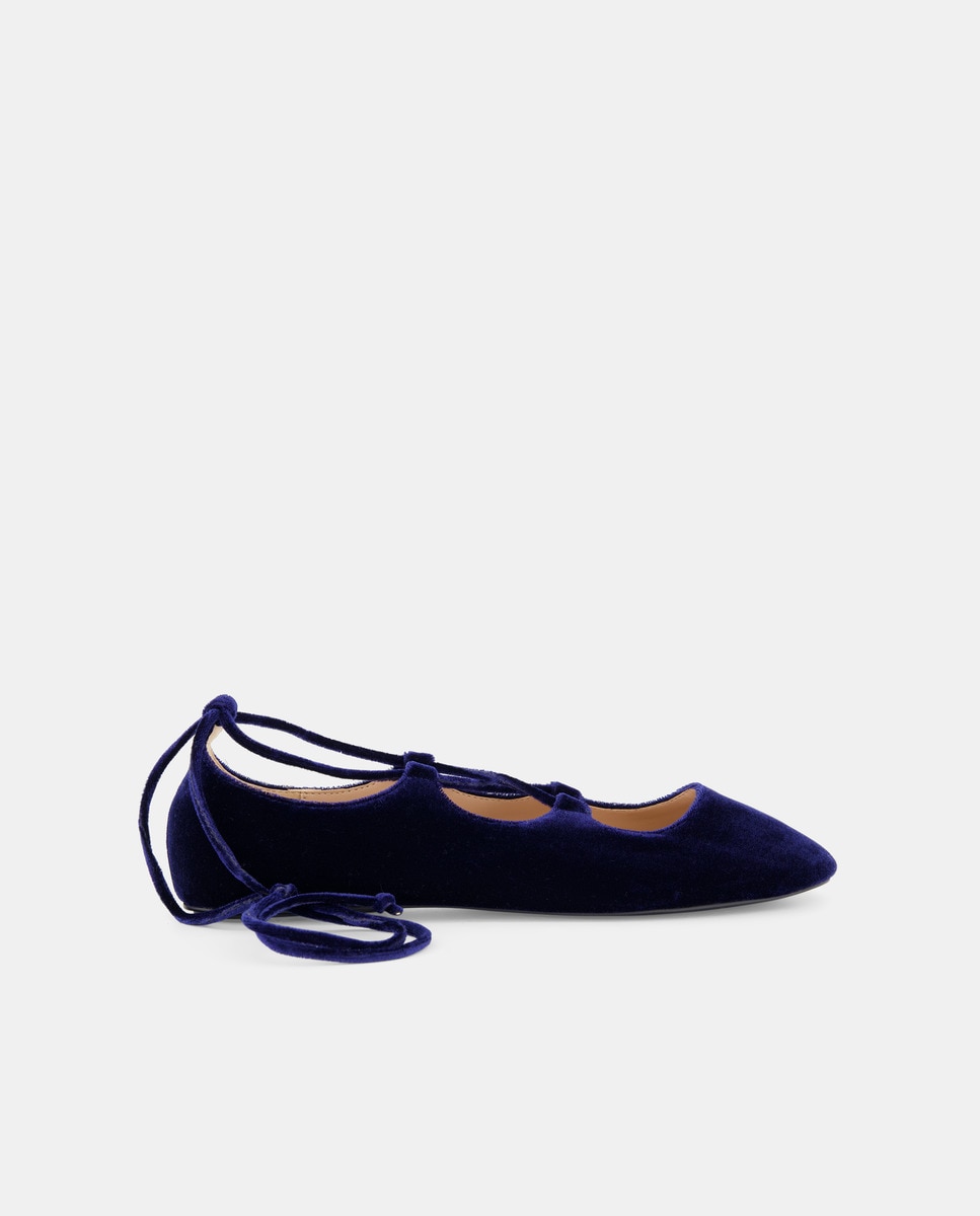 Sapatos de Presilho de Veludo com Tiras Azul-marinho-1