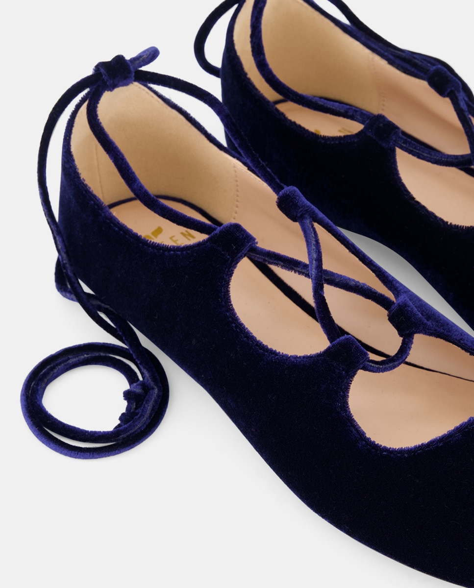 Sapatos de Presilho de Veludo com Tiras Azul-marinho-5