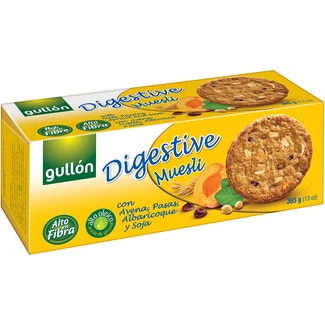 Muesli galletas con avena, pasas, albaricoque y soja estuche 365 g - Gullon Digestive