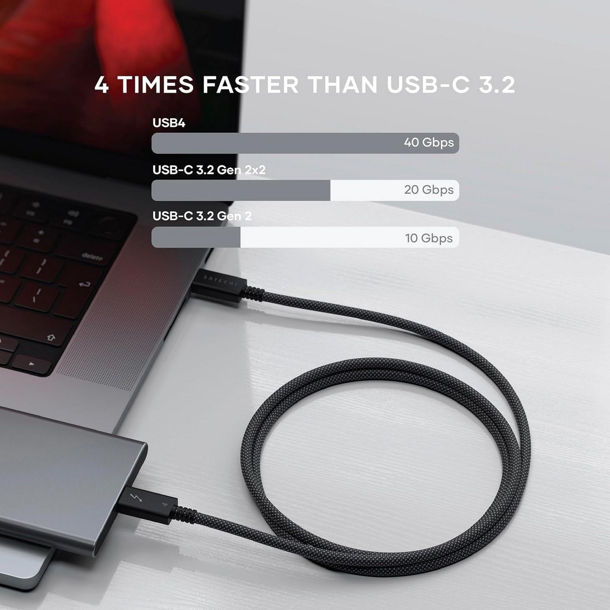 Cabo Thunderbolt Satechi Pro USB-C para USB-C 1m - Preto 4