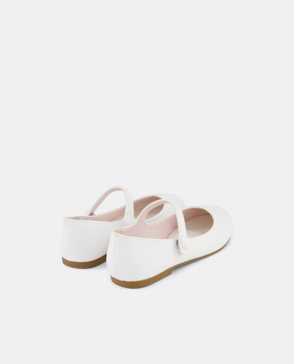 Sapatos de Presilha de Ráfia Branco-3