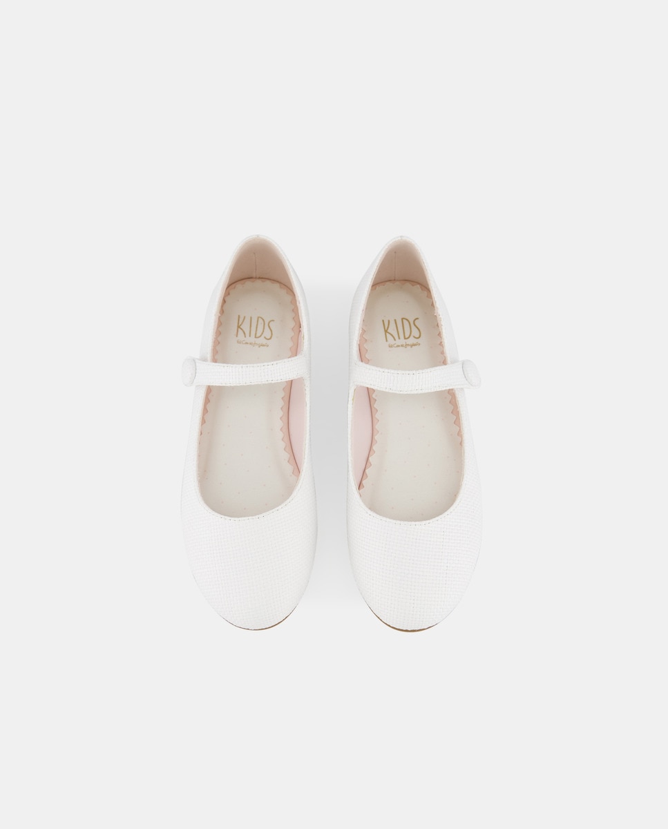 Sapatos de Presilha de Ráfia Branco-4