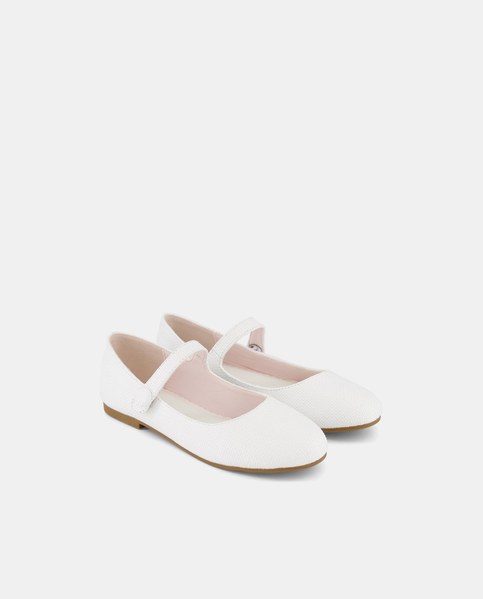 Sapatos de Presilha de Ráfia Branco-2