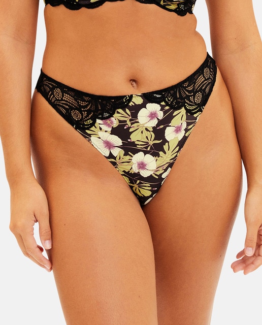 Imagen 0 de Tanga estampada con encaje