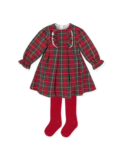 Imagen 0 de Vestido de niña de franela con estampado de cuadros