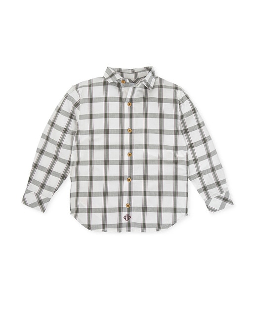 Imagen 0 de Camisa de niño de manga larga con estampado de cuadros