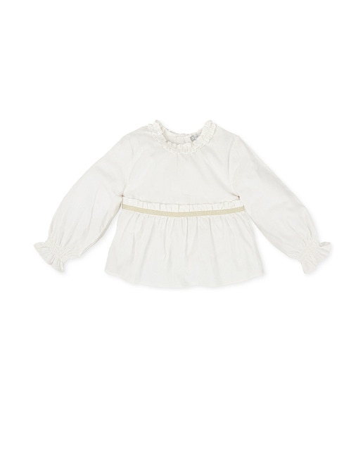 Imagen 0 de Blusa de niña en blanco con abertura trasera