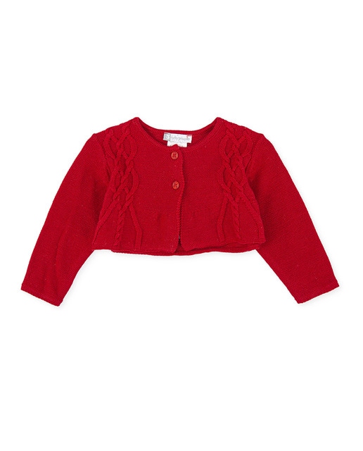 Imagen 0 de Chaqueta de niña tricot rojo con cierre de botones