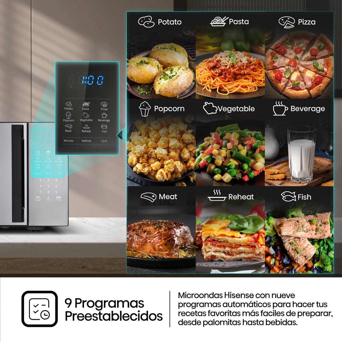 Microondas Hisense 20 litros y grill - H20MOMBS4HG Negro-7