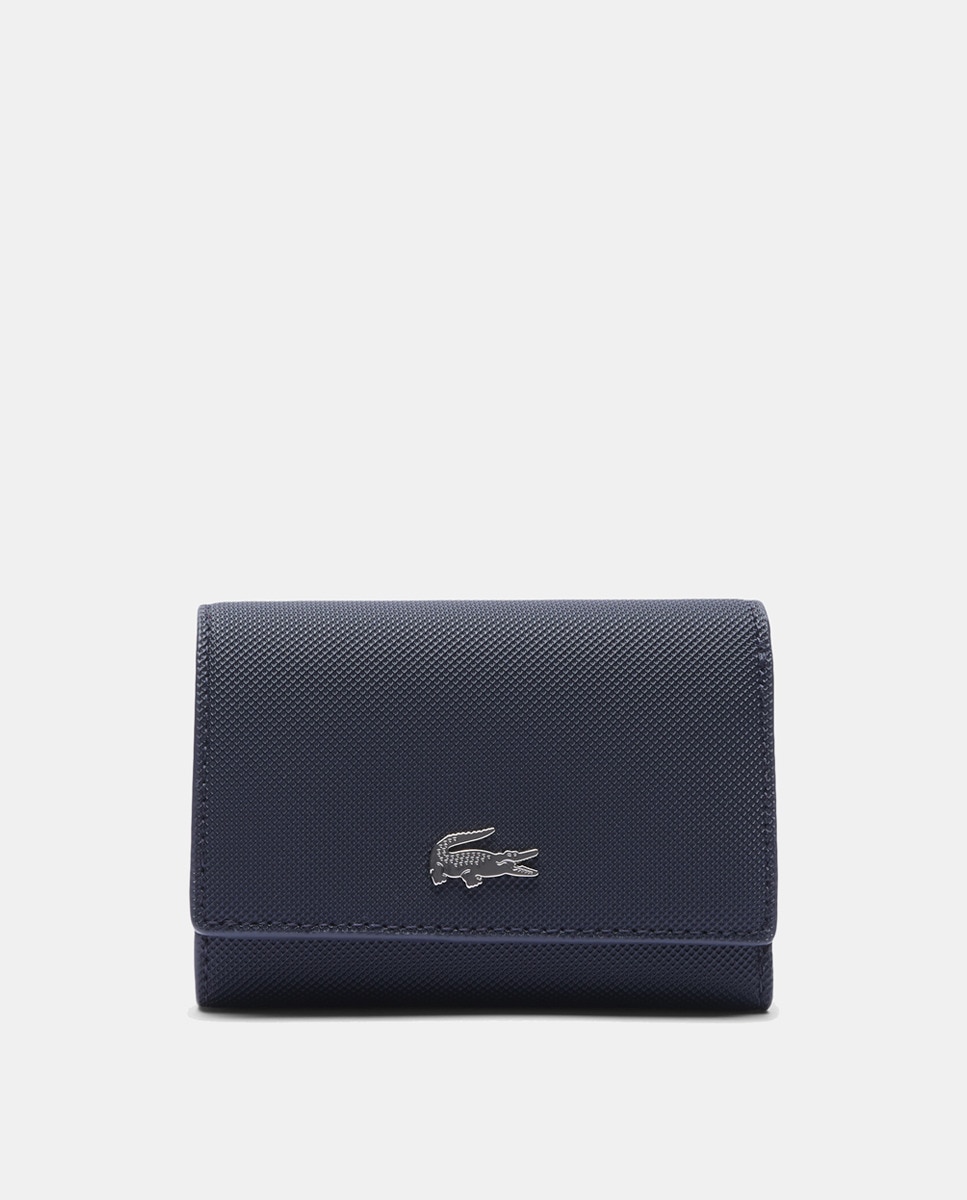 Carteira grande preta com fecho-éclair Azul-marinho-5