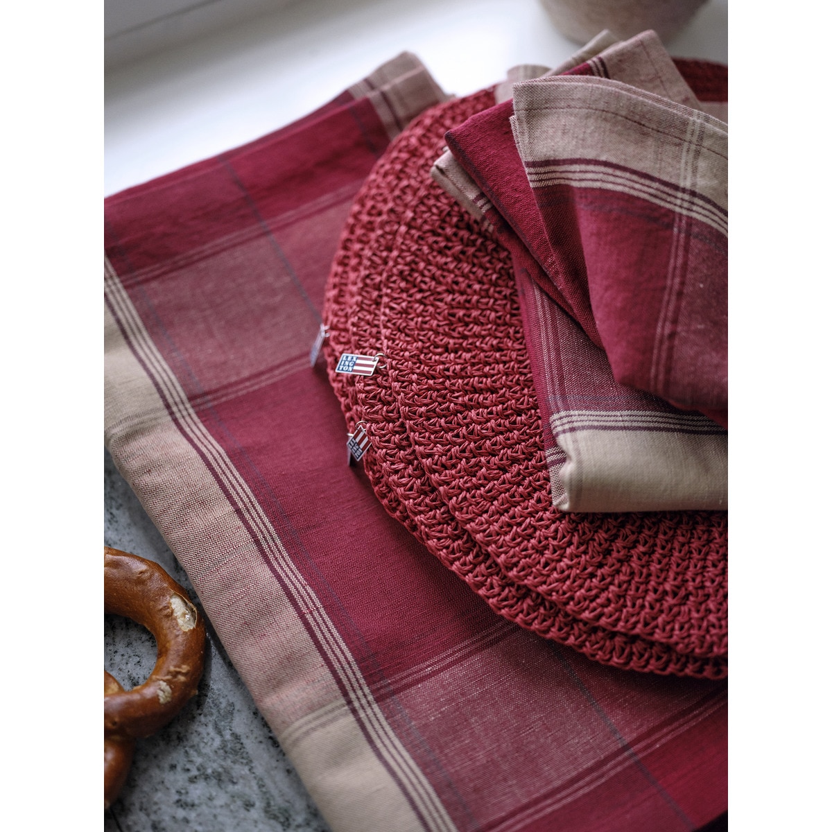 Mantel individual lino y algodón Living Navidad 24 Lexington Rojo-5