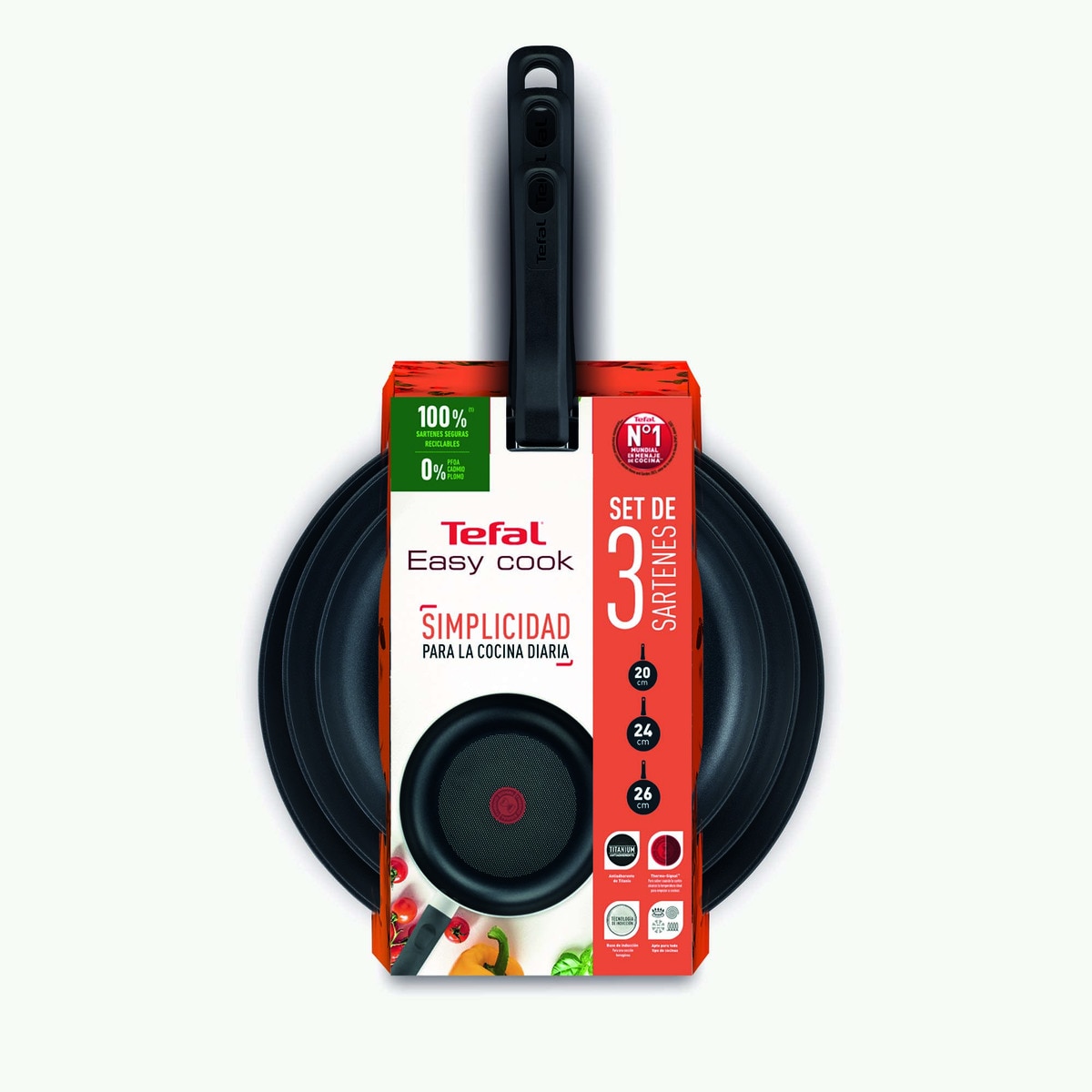 Set de 3 sartenes de aluminio Easy Cook Tefal Negro-6
