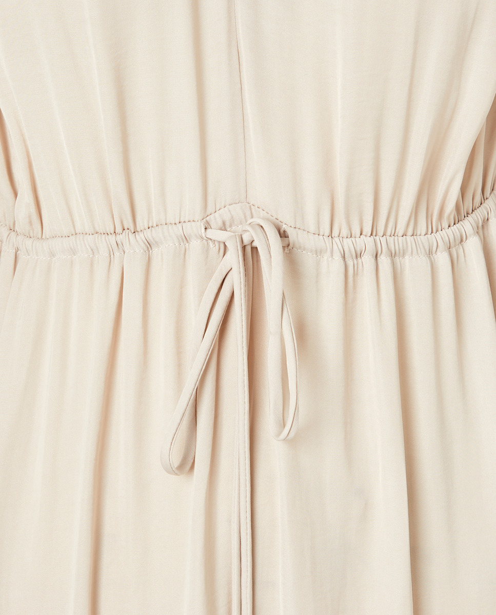 Vestido comprido com decote em bico Branco-marfim-5