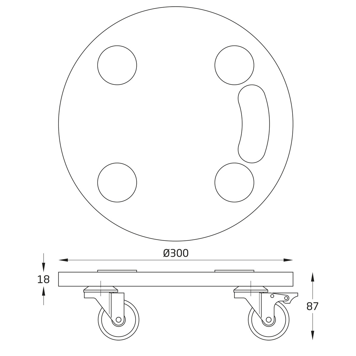 Soporte Rodante Redondo 100 kg Gris-5
